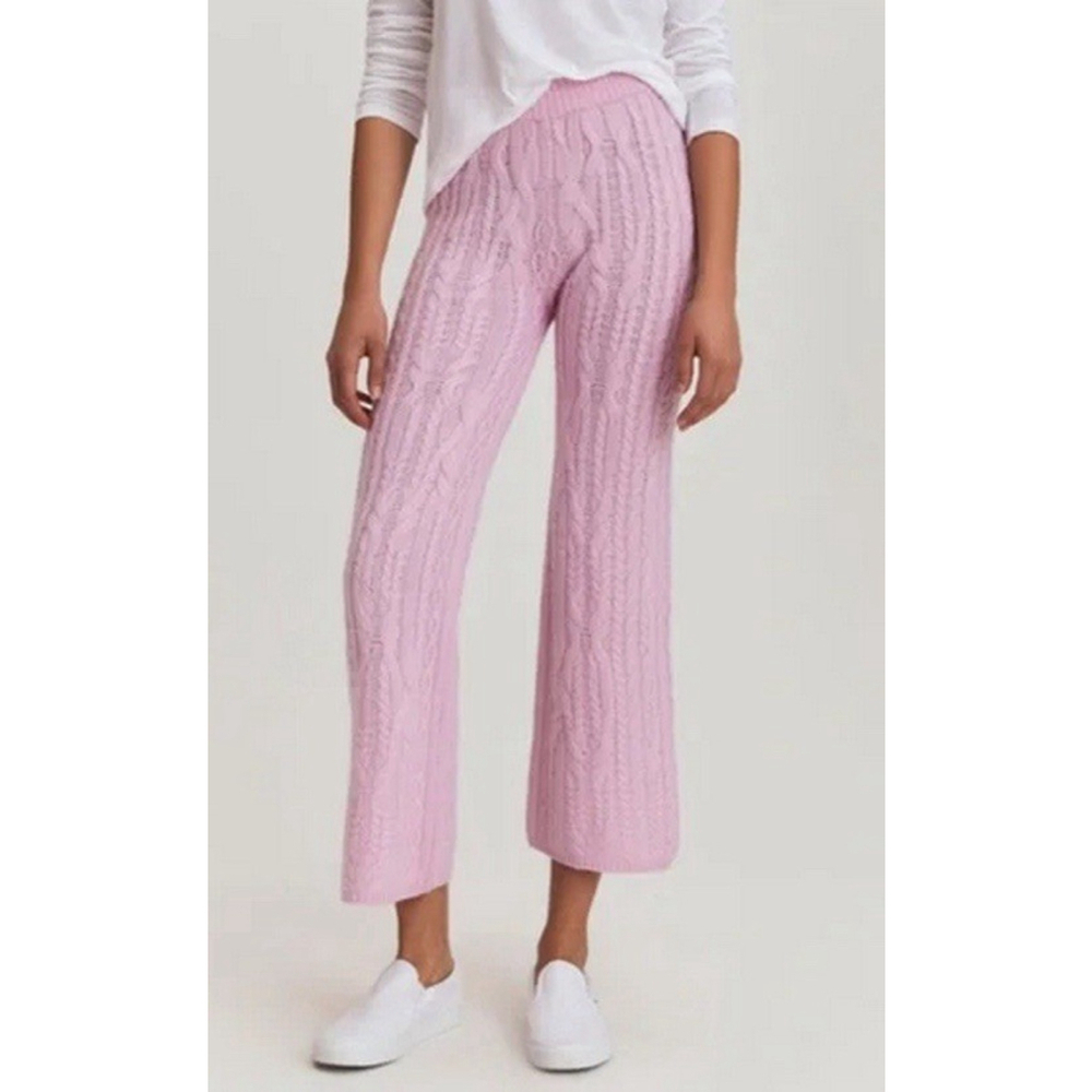 Something Navy Rosie Cable Knit Wool/Cashmere Pants Light Pink Women’s Large